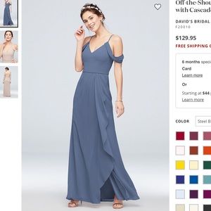 David’s Bridal Steel Blue Bridesmaid Dress💙